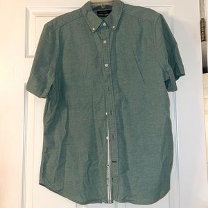 Men's Large Classic-Fit Short-Sleeve Solid Stretch Oxford Shirt coastal pine